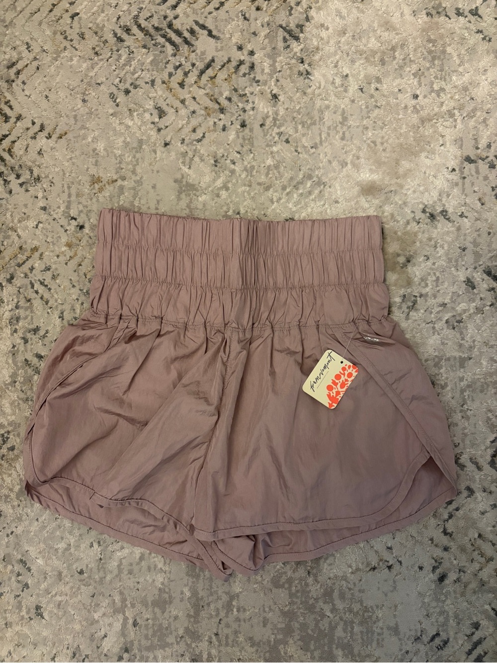FP Movement by Free People Mauve Smocked Waist Athletic Shorts